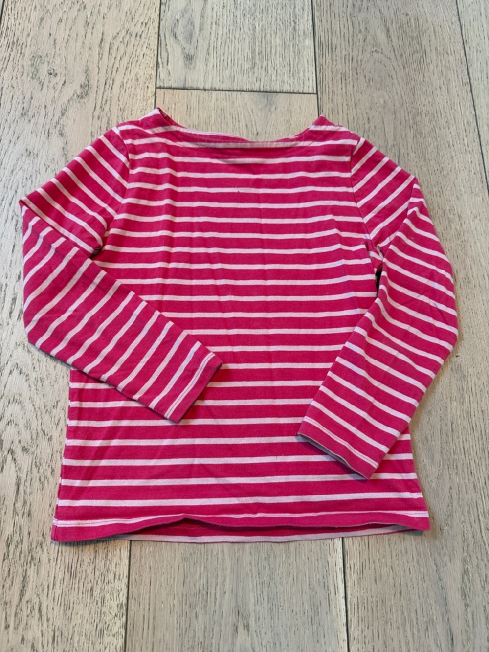 Boden Girls' Pink & White Striped Long-Sleeve Top